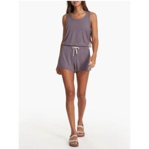 Vuori | Torrey Ribbed Sleeveless Romper in Sawyer Size Medium